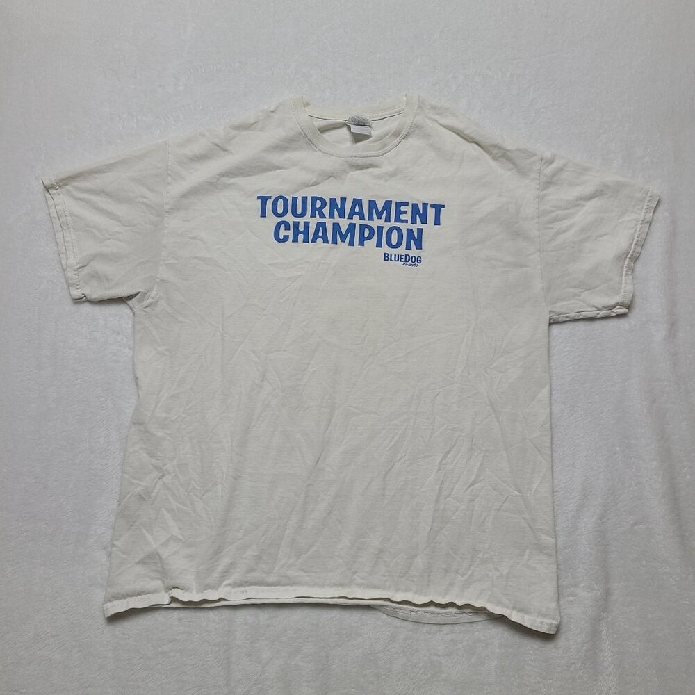 Tournament Champion BlueDog Events CA T-Shirt White XL Poker Distressed - Picture 8 of 9